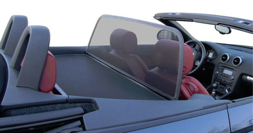 Example of a windschotts installed in a convertible